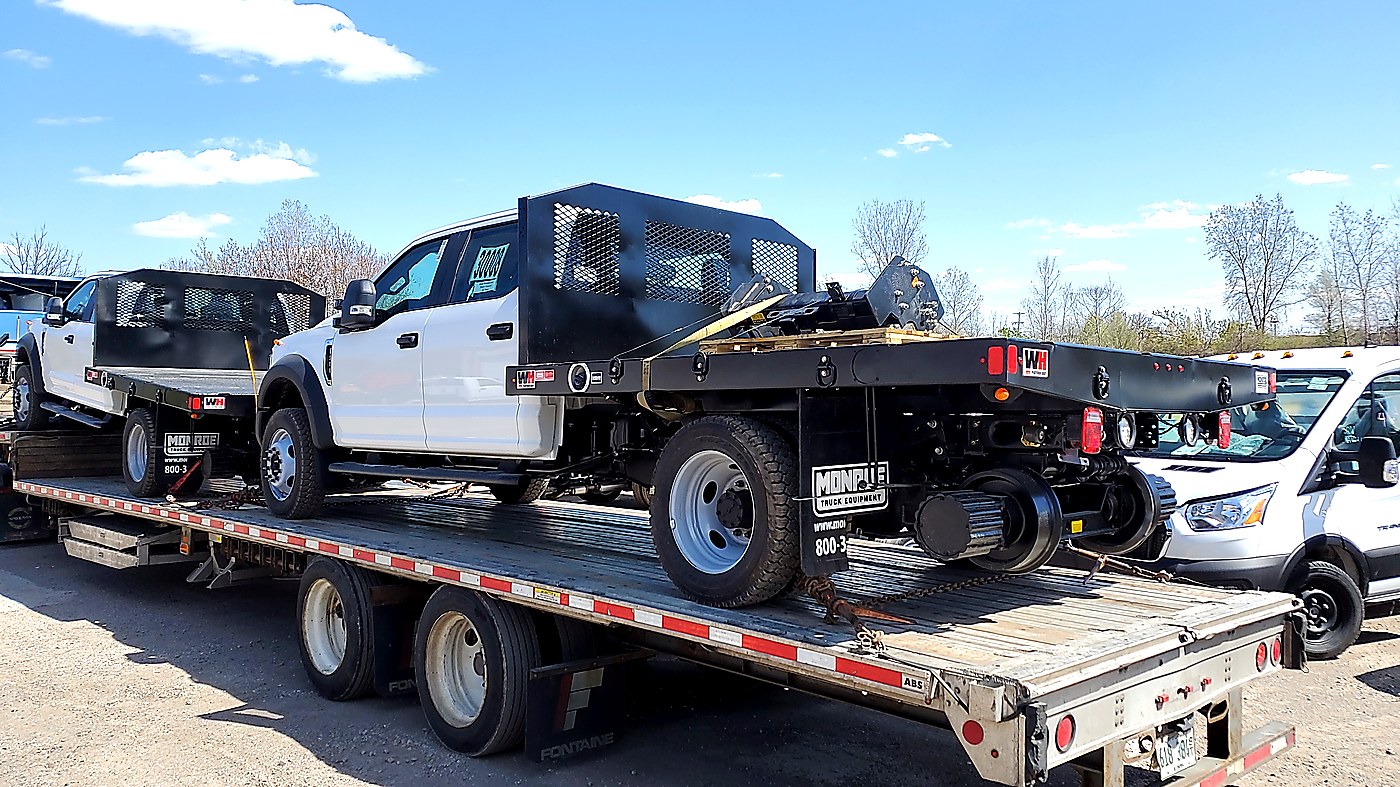 Truck equipment on flatbed